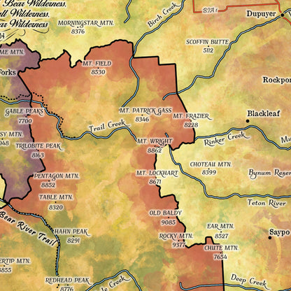 Montana map, montana hiking, Bob Marshall Wilderness, The Bob map, backpacker gift, Montana gift, hiker gift,