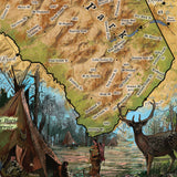Great River Arts Glacier Hiking Digitally Painted Historic Map Reproduction Artwork Wall Art Print Vintage