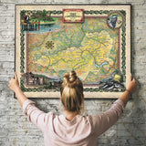 Great River Arts Catskill Mountains Historic Map Reproduction Artwork Wall Art Print Vintage