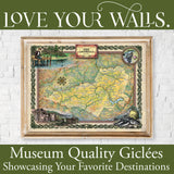 Great River Arts Catskill Mountains Historic Map Reproduction Artwork Wall Art Print Vintage