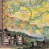 Great River Arts Catskill Mountains Historic Map Reproduction Artwork Wall Art Print Vintage