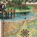 Great River Arts Catskill Mountains Historic Map Reproduction Artwork Wall Art Print Vintage
