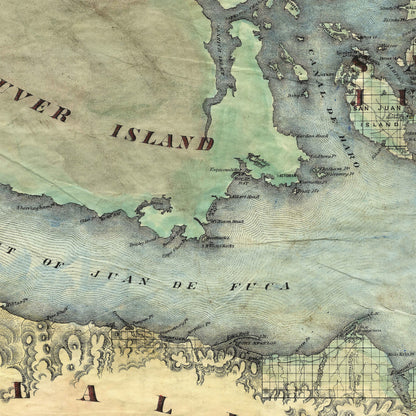 Great River Arts Puget Sound Historic Map Reproduction Artwork Wall Art Print Vintage