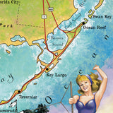Florida Gift, Coastal Gift, Beach House Gift, Florida Keys, Florida Keys Art, Florida Water, Florida Map, Coastal Map, Dolphin Art