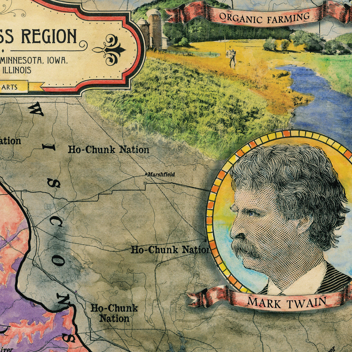 Driftless Region, Minneapolis map, mississippi river, Minnesota map, river map, Minneapolis skyline, history gift, Mark twain gift, rivers