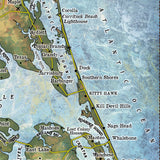 Great River Arts Outer Banks North Carolina Vs.2 Vintage Style Map Sherpa Fleece Blanket Double Stitched Edges Cozy Luxury Fluffy Super Soft 430 GSM Polyester - Sherpa/ Silky/ Polar Fleece Throw Blanket