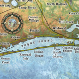 Great River Arts Crystal Coast North Carolina Map Sherpa Fleece Blanket Double Stitched Edges Cozy Luxury Fluffy Super Soft 430 GSM Polyester - Sherpa/ Silky/ Polar Fleece Throw Blanket