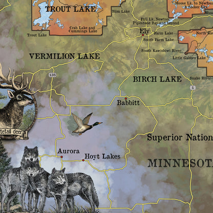 Boundary waters, canoe gift, Minnesota Gift, Large Wall Map, Adventurer Gift, Minnesota Home Decor, Minnesota Lake Map, Boundary Waters Map