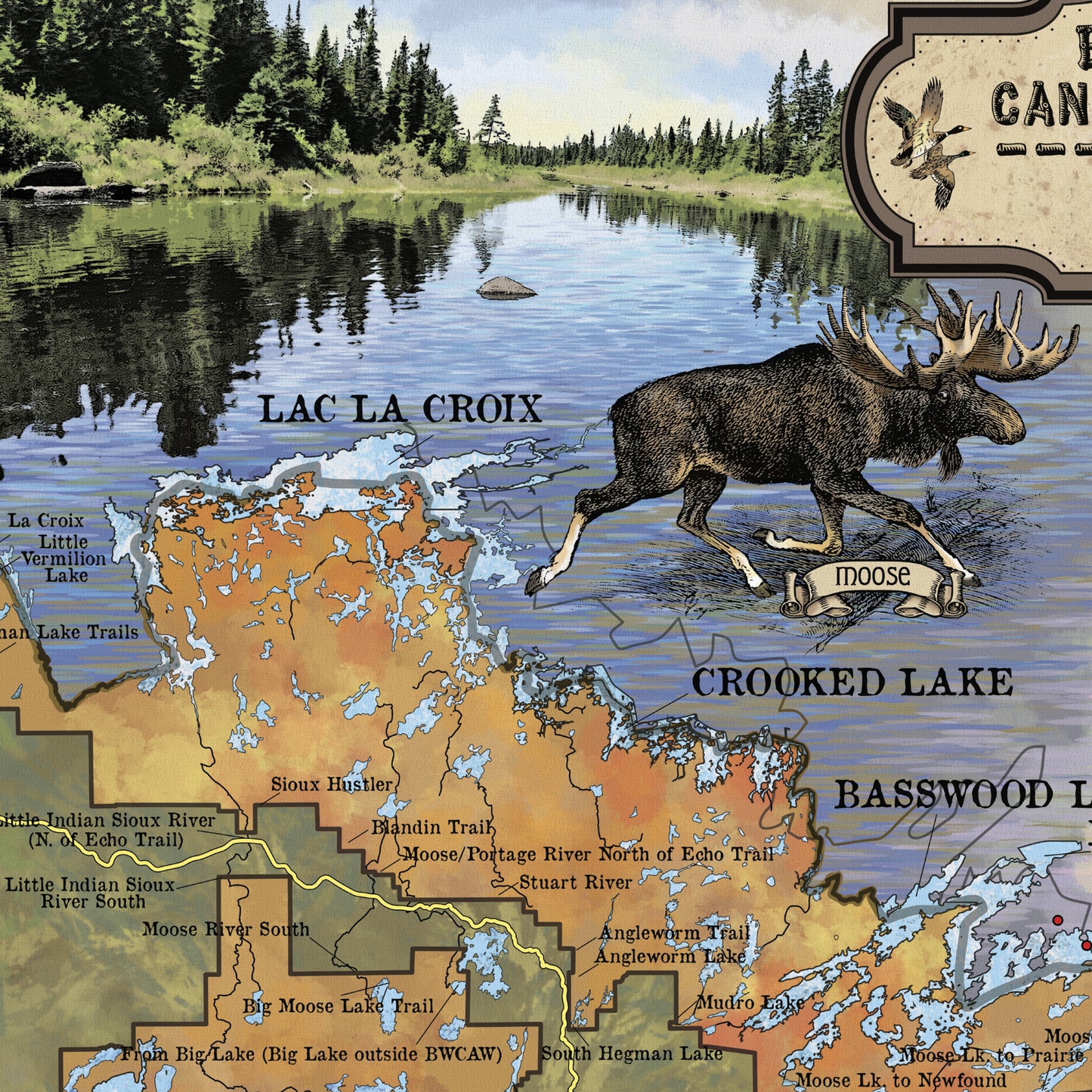 Boundary waters, canoe gift, Minnesota Gift, Large Wall Map, Adventurer Gift, Minnesota Home Decor, Minnesota Lake Map, Boundary Waters Map