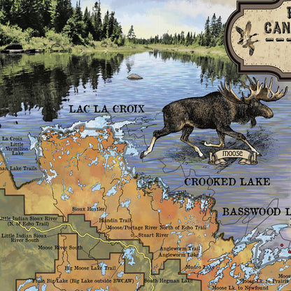 Boundary waters, canoe gift, Minnesota Gift, Large Wall Map, Adventurer Gift, Minnesota Home Decor, Minnesota Lake Map, Boundary Waters Map