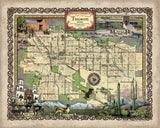 Tucson, TUCSON MAP, tucson poster, tucson gift, southwestern decor, Arizona gifts, arizona maps, southwest decor, santa fe decor, desert art