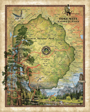 Yosemite National Park California Historic Map Art Print Poster Vintage Artwork Wall Decor For Home Office Livingroom Classroom Housewarming & Great Gift