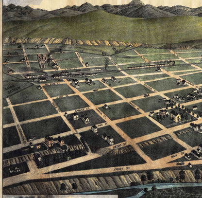 076 Missoula 1884 Montana 11 x 14" bitterroot map,Hand Painted Map,Historical Map,Vintage Map,Great River Art,Antique Map, By Lisa Middleton