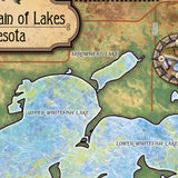 Great River Arts Whitefish Chain of Lakes No Illustrations Historic Map Reproduction Artwork Wall Art Print Vintage