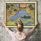 Lake Superior Historic Antique Map Art Print Poster Vintage Artwork Wall Art Decor For Home Office Livingroom Classroom Lakehouse Any Room Decor & Great Gift