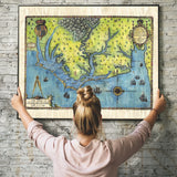 outer banks decor, outer banks map, North Carolina art, outer banks art, old outer banks map, outer banks gift, outer banks decor, coastal