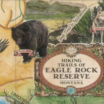 Great River Arts Hiking Trails of Eagle Rock Historic Map Reproduction Artwork Wall Art Print Vintage
