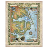 North Carolina Gifts, North Carolina Map, North Carolina, Outer Banks, Coastal Gift, Coastal Home Decor, Traveler Gift, Nautical Map Art