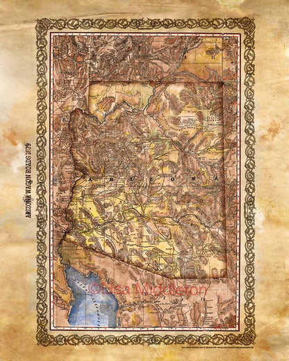 016 Arizona 1879 11x14" vintage historic antique map poster print by Lisa Middleton