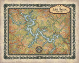 Lake Hiwassee Historic Map Art Blanket Throw Soft Polar/Silky/Sherpa Fleece Vintage Warm Blanket For Bed Sofa Couch Gift & Winter Travel