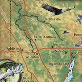 The Lake of Washington County and Vicinity Wisconsin Map Art Print Poster Artwork Vintage Abstract Wall-Unframed Great Home Decor & Gift