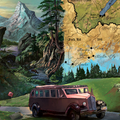 Hiking Glacier National Park Montana Map Art Blanket Throw Sherpa Fleece Vintage Blanket For Bed Sofa Couch Gift & Travel