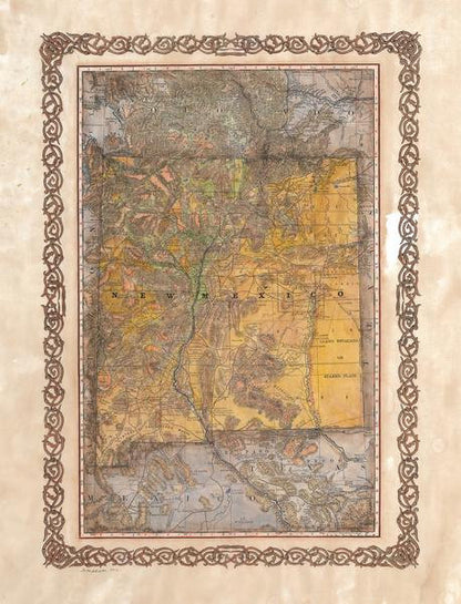 224 New Mexico Wagon Roads 1879 vintage historic antique map poster print by Lisa Middleton