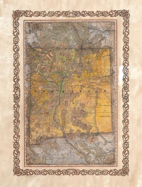 224 New Mexico Wagon Roads 1879 vintage historic antique map poster print by Lisa Middleton