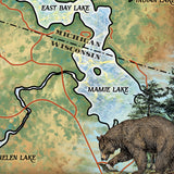 Cisco Lakes Wisconsin and Michigan Upper Peninsula Map Art Print Poster Artwork Vintage Style Abstract Wall-Unframed Great Home Decor & Gift