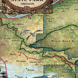 Mt.Hood Recreation Area Park Oregon Antique Map Art Blanket Throw Sherpa Fleece Artwork Blanket For Bed Sofa Couch Travel Gift