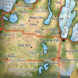 Petoski Lakes Traverse City Michigan Historic Map Art Print Poster Artwork Vintage Style Abstract Wall-Unframed Great Home Decor & Gift
