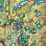 Lakes of Vilas County Wisconsin Historic Map Art Print Poster Artwork Vintage Style Abstract Wall-Unframed Great Home Decor & Gift
