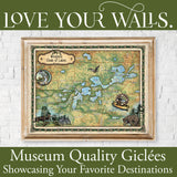 Waupaca Chain of Lakes Wisconsin Historic Map Art Print Poster Artwork Vintage Style Abstract Wall-Unframed Great Home Decor & Gift