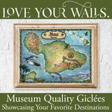 Maui Hawaii Historic Map Art Print Poster Artwork Vintage Style Abstract Wall-Unframed Great Home Decor & Gift