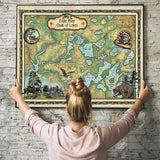 Eagle River Chain of Lake Wisconsin Historic Map Art Print Poster Artwork Vintage Style Abstract Wall-Unframed Great Home Decor & Gift