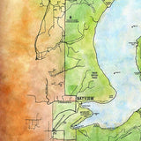 68 Lake Pend Oreille Idaho 11x14" Vintage Map Prints,Vintage Map Poster,Hand Painted Map,Historic Map,Antique Map,Great River Arts By Lisa M
