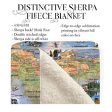 Hiking Canoing Boundary Waters Minnesota Map Blanket Double Stitched Edges Cozy Luxury Fluffy Super Soft 430 GSM Polyester Throw Blanket