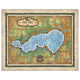Clear Lake Iowa, lake art, lake map, Iowa gift, clear lake map, poster, print, vintage style wall art, map gift, travel gift, rustic decor