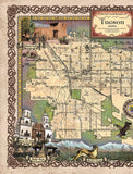 Tucson, TUCSON MAP, tucson poster, tucson gift, southwestern decor, Arizona gifts, arizona maps, southwest decor, santa fe decor, desert art