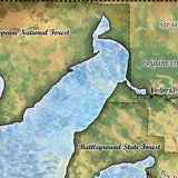 Great River Arts Leech Lake Historic Map Reproduction Artwork Wall Art Print Vintage