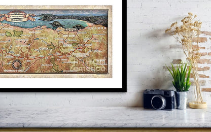 El Camino De Santiago De Compostela Vintage Map Art Poster Print Vintage Style Inspirational Wall Art Poster For Home Decor Office Bedroom Canvas Classroom Decor & Great Gift