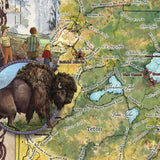 Yellowstone National Park Wyoming Montana Map Blanket Double Stitched Edges Cozy Fluffy Super Soft 430 GSM Polyester Throw Blanket