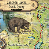 Cascade Lakes Oregon Byway Historic Map Art Print Poster Artwork Vintage Style Abstract Wall-Unframed Great Home Decor & Gift