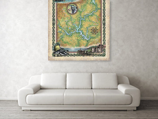 Lake Sinclair, sinclair lake, lake sinclair map, old maps georgia, wall art, sinclair cabin decor, large wall map art, lake gift, lake house