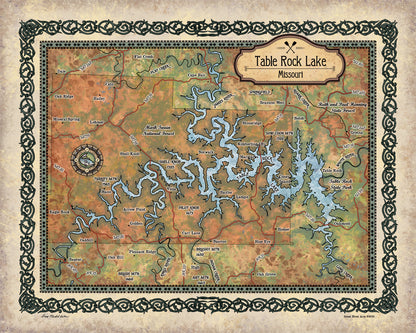 Table Rock Lake Historic Map Art Blanket Throw Soft Polar/ Silky/ Sherpa Fleece Vintage Warm Blanket For Bed Sofa Couch Gift & Travel