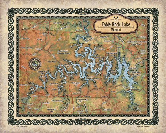 Table Rock Lake Historic Map Art Blanket Throw Soft Polar/ Silky/ Sherpa Fleece Vintage Warm Blanket For Bed Sofa Couch Gift & Travel