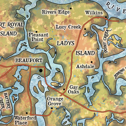 Beaufort South Carolina, South Carolina Map, South Carolina Gift, Carolina Map, South Carolina Wall Art, South Carolina Home Decor, Traveler Gifts
