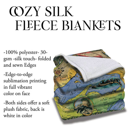 Lake Superior Minnesota Wisconsin Canada Map Blanket Double Stitched Edges Cozy Luxury Fluffy Super Soft 430 GSM Polyester Throw Blanket