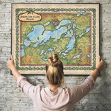 Great River Arts Whitefish Chain of Lakes No Illustrations Historic Map Reproduction Artwork Wall Art Print Vintage