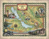 Chautauqua Lake New York Antique Map Art Blanket Throw Soft Polar/ Silky/ Sherpa Fleece Vintage Blanket For Bed Sofa Couch Gift & Travel